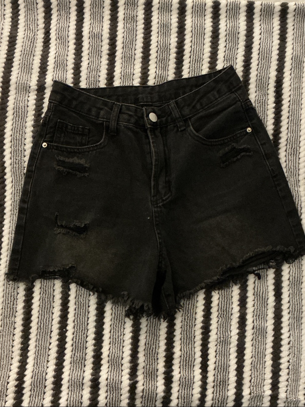 Target Black Distressed High-Rise Denim Shorts